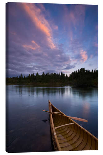 Canvas print Canoe On a Tranquil River At Twilight