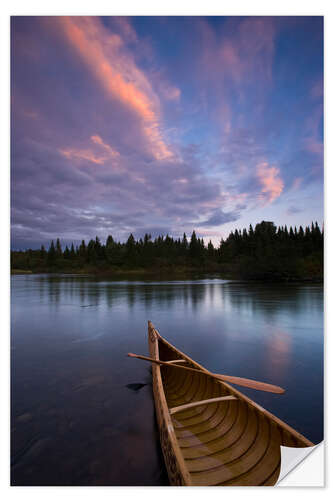 Naklejka na ścianę Canoe On a Tranquil River At Twilight