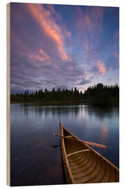 Obraz na drewnie Canoe On a Tranquil River At Twilight