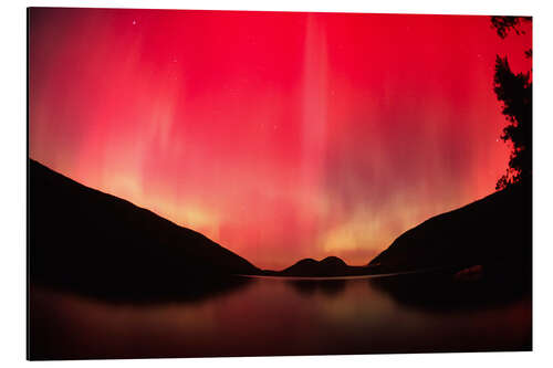 Stampa su alluminio Aurora Borealis Over Jordan Pond in Autumn, Acadia National Park