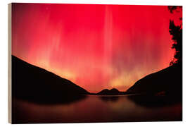 Holzbild Aurora Borealis über dem Jordan Pond im Herbst, Acadia National Park