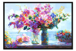 Gerahmter Kunstdruck Blüten inmitten der Meeresbrise