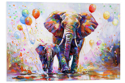 PVC-tavla Elephants Colourful Celebration