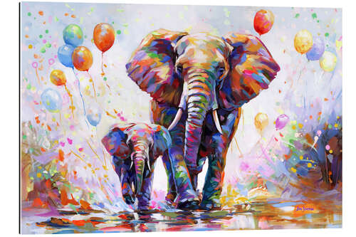 Quadro em plexi-alumínio Elephants Colourful Celebration