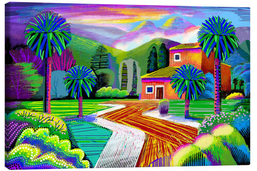 Tableau sur toile Cottage in Lush Landscape