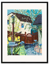 Ingelijste kunstdruk Backyard Tulips
