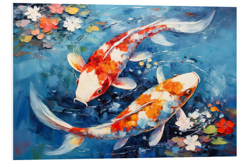 Foam board print Koi Carps in a Pond