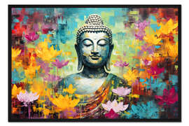 Gerahmter Kunstdruck Buddha Statue