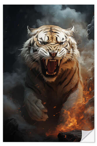 Selvklebende plakat Tiger Roar