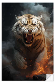 Selvklebende plakat Tiger Roar