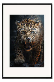 Gerahmter Kunstdruck Leopardengebrüll