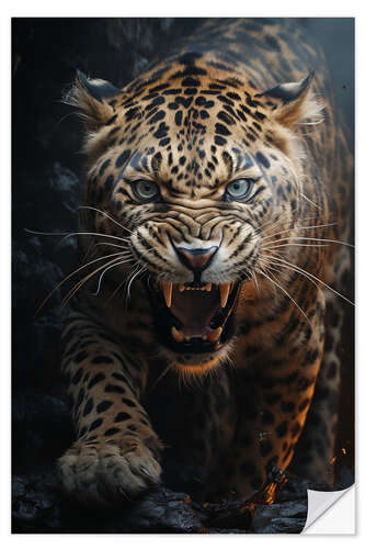 Selvklebende plakat Leopard Roar