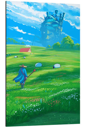Aluminium print Green Field and Castle