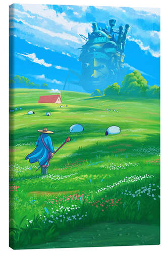 Tableau sur toile Green Field and Castle