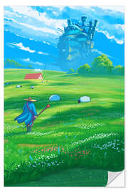 Sticker mural Green Field and Castle