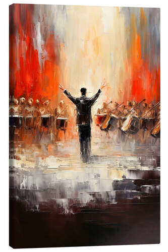 Canvas print Conductor in Front of a Large Orchestra