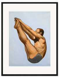 Gerahmter Kunstdruck Männlicher Turmspringer (Seitenansicht)