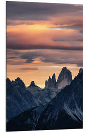 Magnettafel Drei Zinnen nach Sonnenuntergang