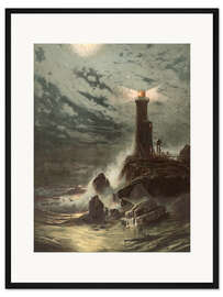 Gerahmter Kunstdruck Leuchtturm auf der Klippe