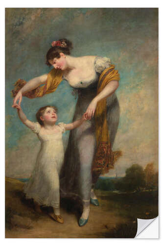 Selvklæbende plakat Portrait of a Mother and Child in a Landscape, Henry Thompson