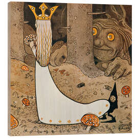 Holzbild Die Prinzessin und der Troll aus "Bland Tomtar och Troll", 1913