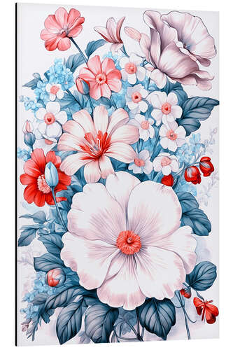 Tableau en aluminium Flower Illustration