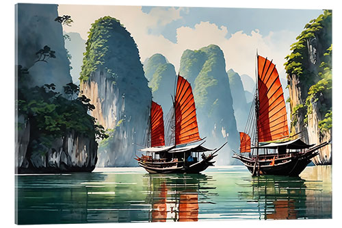 Akryylilasitaulu Sailing in Ha Long Bay