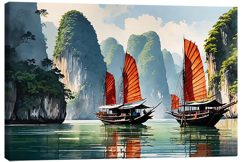 Canvas print Sailing in Ha Long Bay