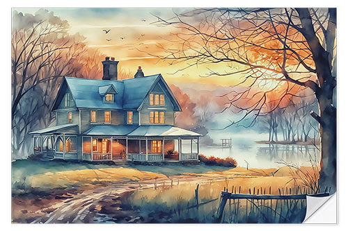 Selvklebende plakat House By The Lake