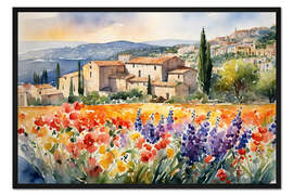 Gerahmter Kunstdruck Dorf in der Provence