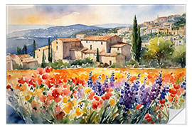 Selvklæbende plakat Village in Provence