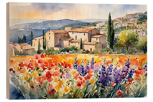 Tableau en bois Village in Provence