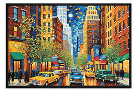 Gerahmter Kunstdruck New York Vintage Straßenansicht