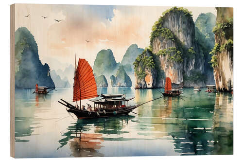 Tableau en bois Halong Bay