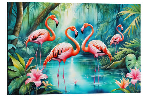 Tableau en aluminium Flamingo Bath