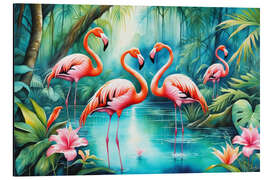 Magnettafel Flamingo im Teich