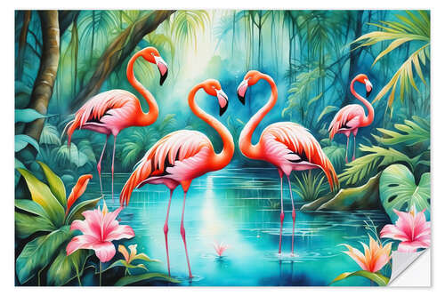 Sticker mural Flamingo Bath