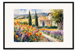 Gerahmter Kunstdruck Landschaft in der Provence