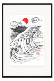 Gerahmter Kunstdruck Hokusai Surfer