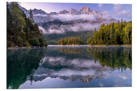 Quadro em alumínio Eibsee in Autumn and Zugspitze Mount