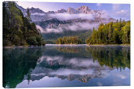 Canvas print Eibsee in Autumn and Zugspitze Mount