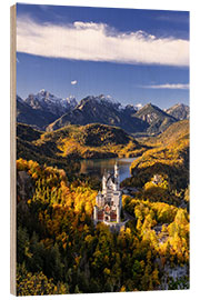 Holzbild Schloss Neuschwanstein im Herbst