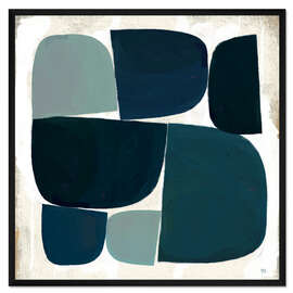 Gerahmter Kunstdruck Seven Blue Pebbles on the Beach