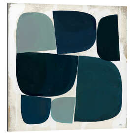 Magnettafel Seven Blue Pebbles on the Beach