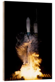 Hout print Delta II Rocket with Kepler Spacecraft rises through the exhaust cloud