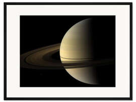 Gerahmter Kunstdruck Saturns in natürlichen Farben nach der Tagundnachtgleiche 2009