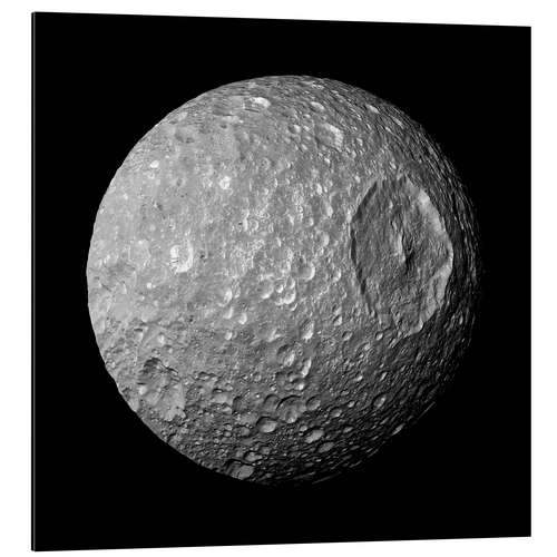 Cuadro de aluminio Flying by the Death, Saturn's Moon Mimas