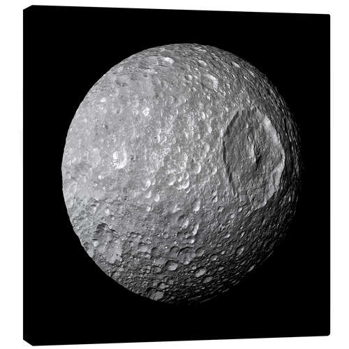 Lerretsbilde Flying by the Death, Saturn's Moon Mimas