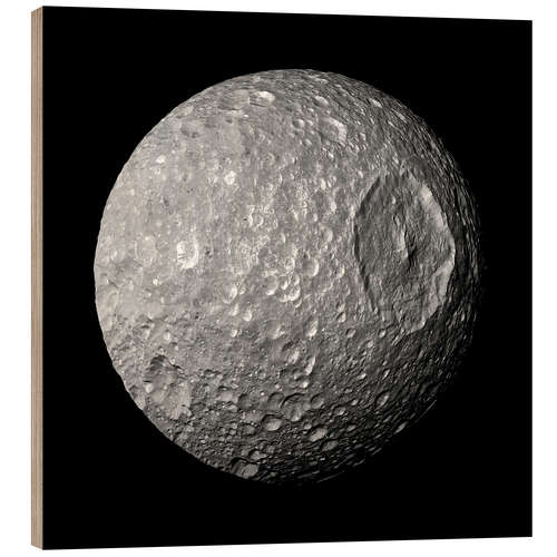 Holzbild Fliegen beim Tod, Saturnmond Mimas