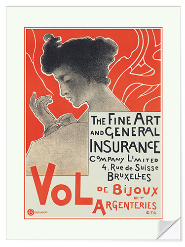 Selvklebende plakat The Fine Art and General Insurance, 1896